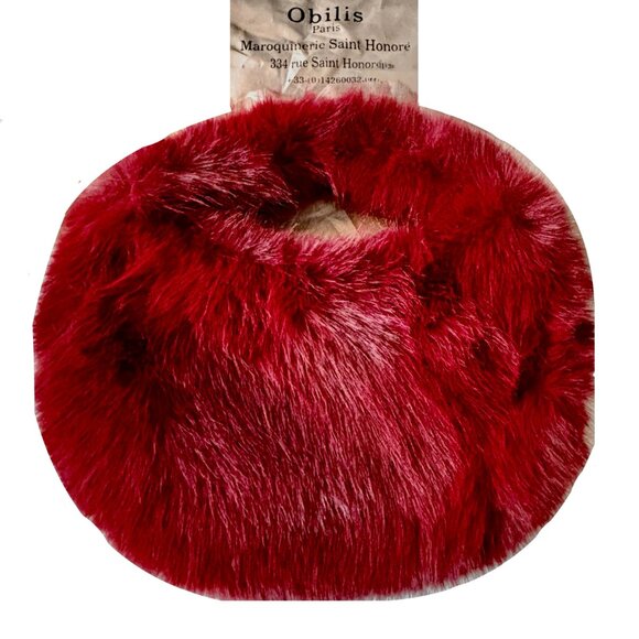 Obilis, Paris Boutique Exclusive Mink HandBag Rich Burgundy Mini Bag NEW - Picture 9 of 9